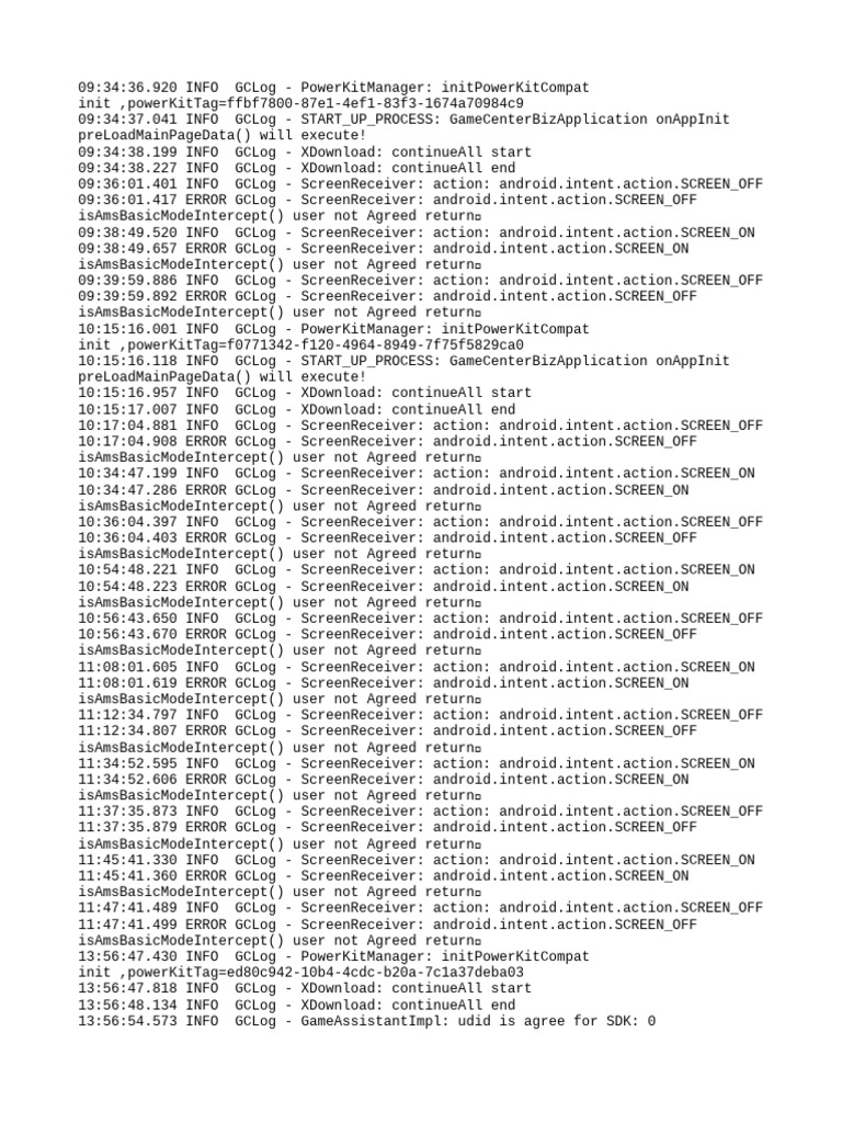 PowerKitManager and ScreenReceiver Logs | PDF
