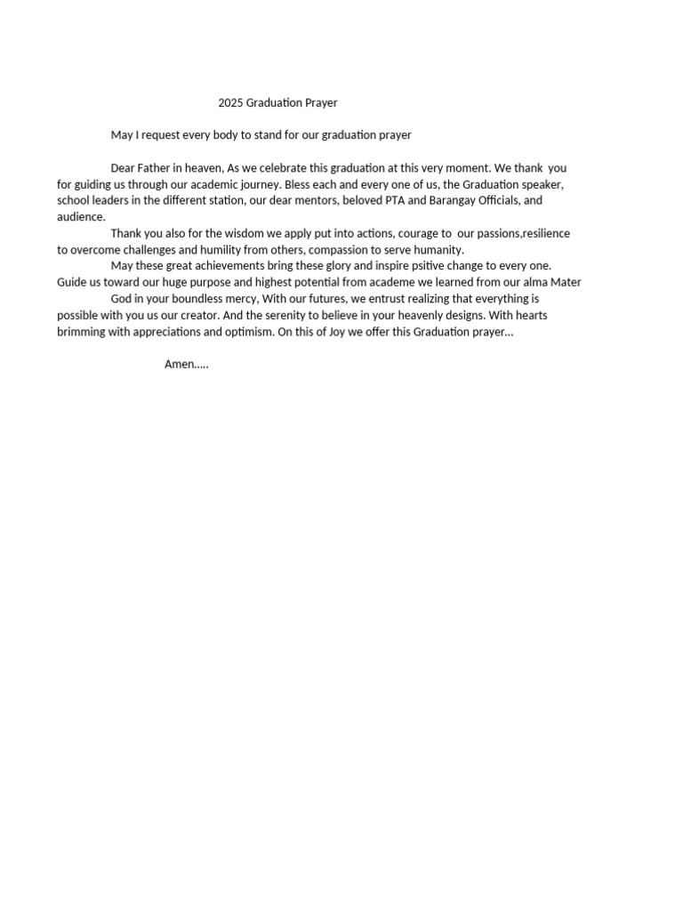GRaduation Content, Prayer | PDF | Religious Belief And Doctrine