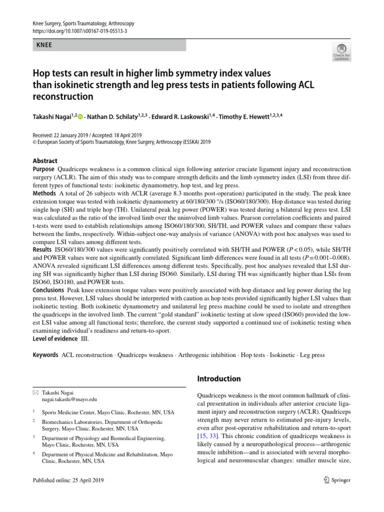 Pruebas Hop Test Articulo | PDF | Knee | Joints