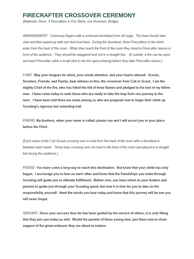 Firecrafter Crossover Ceremony Script | PDF | Youth Organizations ...