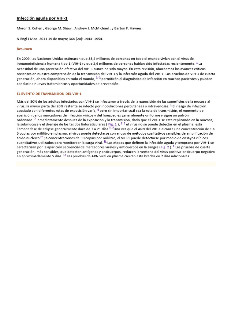 Infección Aguda Por VIH | PDF | VIH | Virus