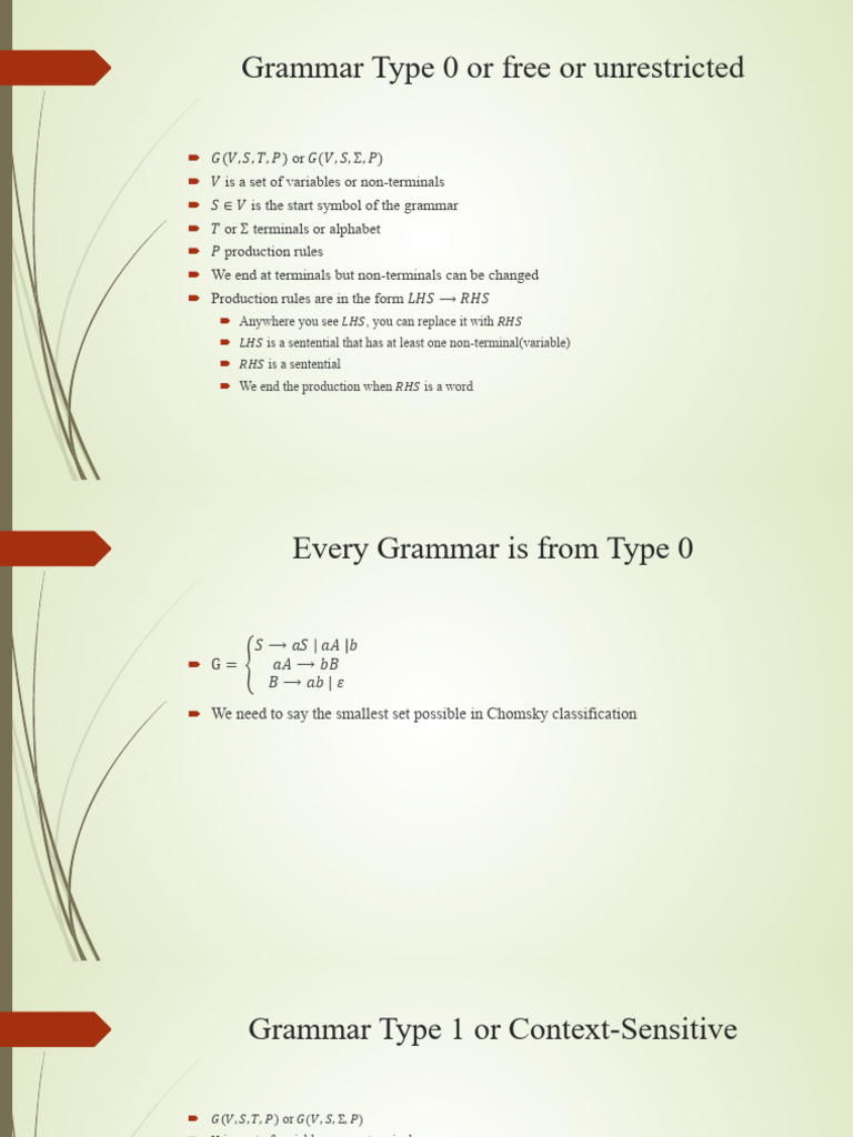Understanding Type 0 and Type 1 Grammars | PDF