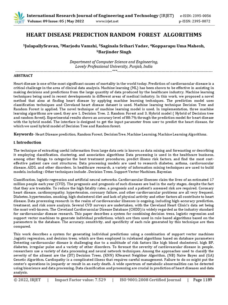 Heart Disease Prediction Random Forest A | PDF | Machine Learning ...