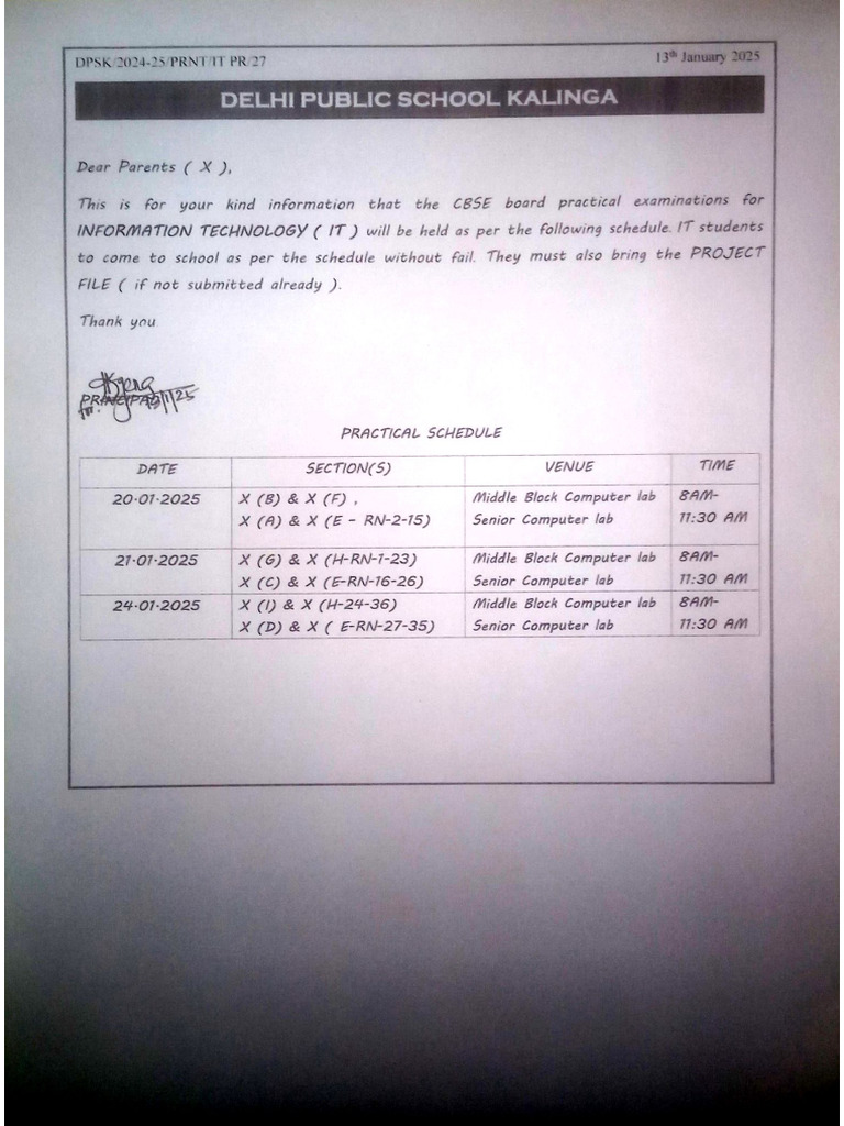 Practical Schedule - IT-CL-X-2024-25 | PDF