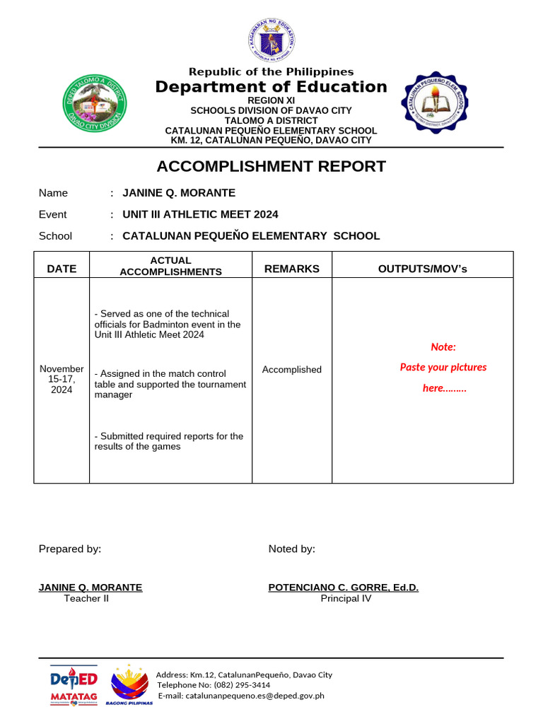 Athletic Meet 2024 Report | PDF