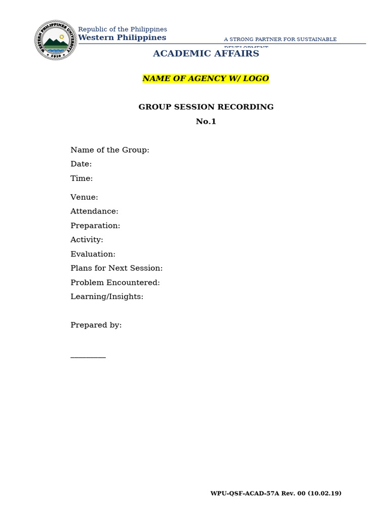 Academic Group Session Log | PDF