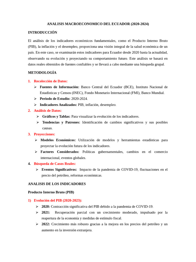 Análisis Económico de Ecuador 2020-2024 | PDF | Inflación | Producto ...