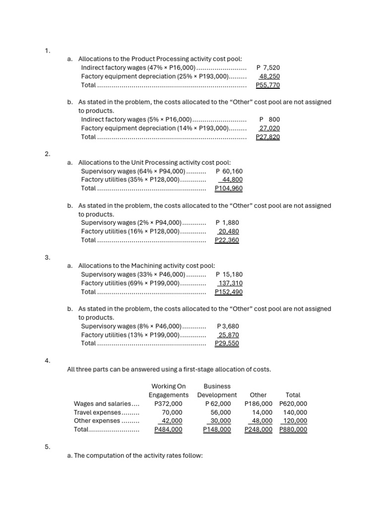 Cost Allocation and Activity Rates Analysis | PDF | Management ...