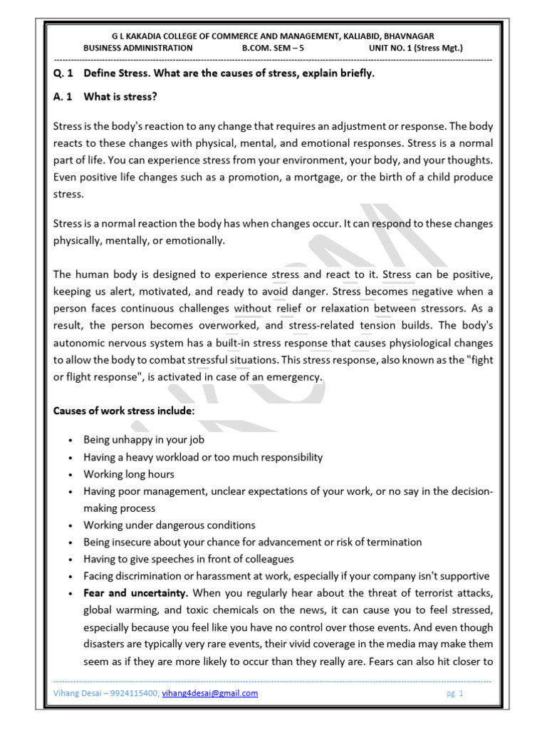 Understanding Stress and Its Causes | PDF | Stress (Biology) | Fight Or ...