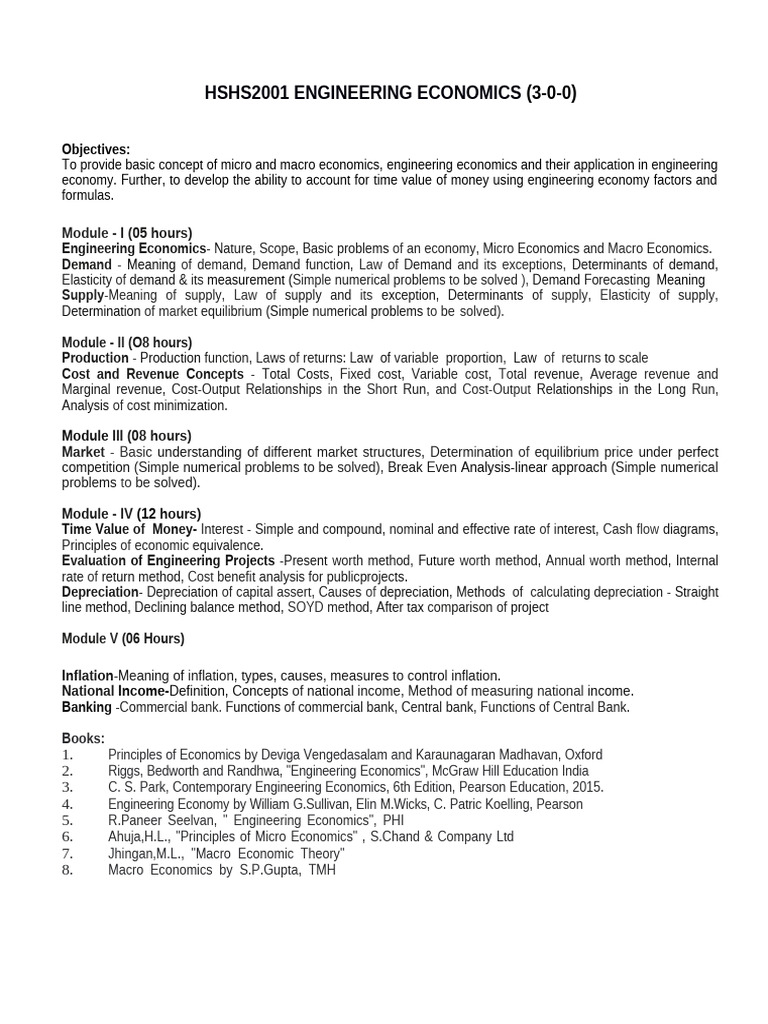 Engineering Economics Course Overview | PDF | Demand | Economics