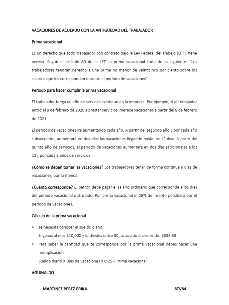 Vacaciones y Aguinaldo en México: Guía Laboral | PDF | Salario ...