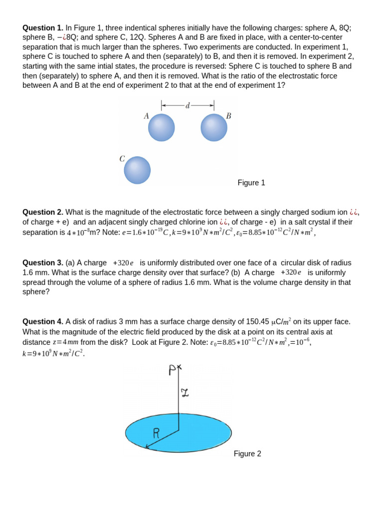 Electrostatics and Charge Distribution Problems | PDF | Capacitor | Sphere