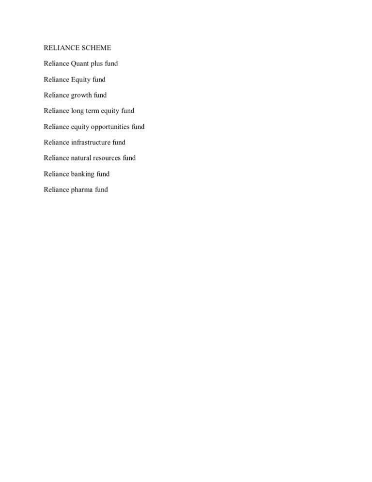 Reliance Scheme | PDF