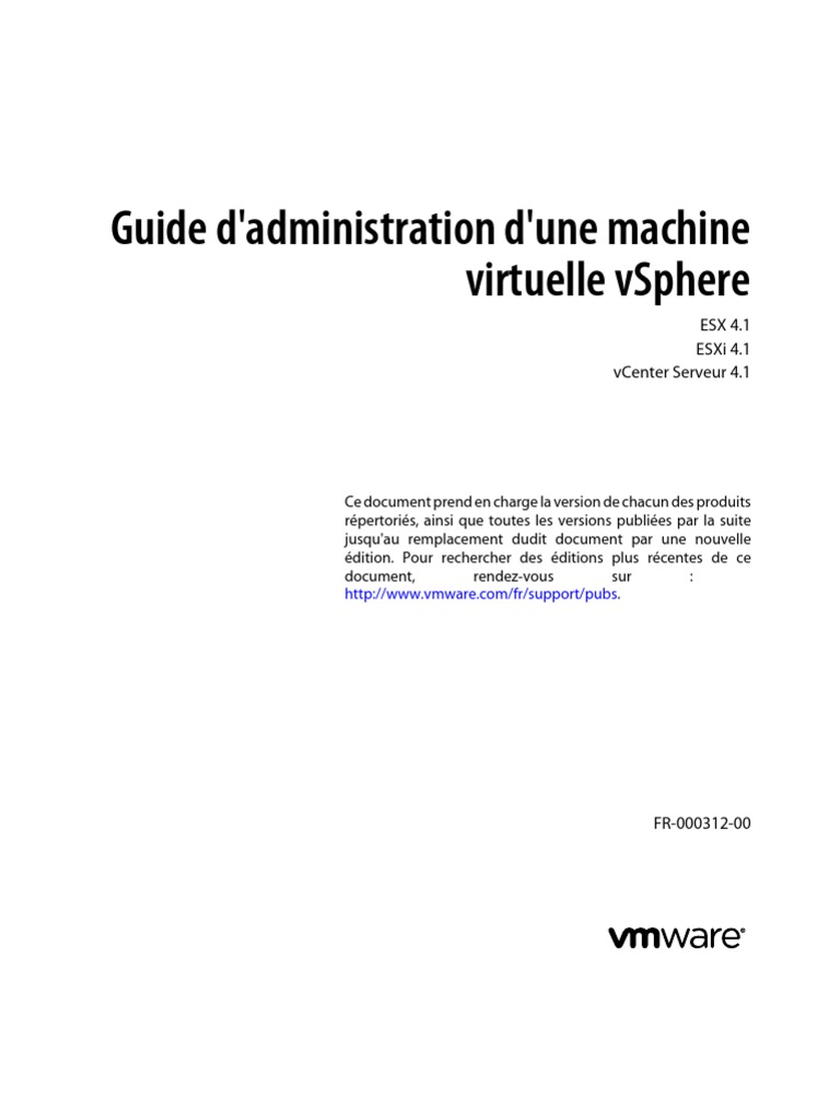VMware Virtual Machine Administration Guide PG FR VMware Machine