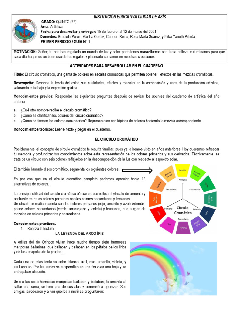 Actividades Artísticas: Círculo Cromático | PDF | Color | Arco iris