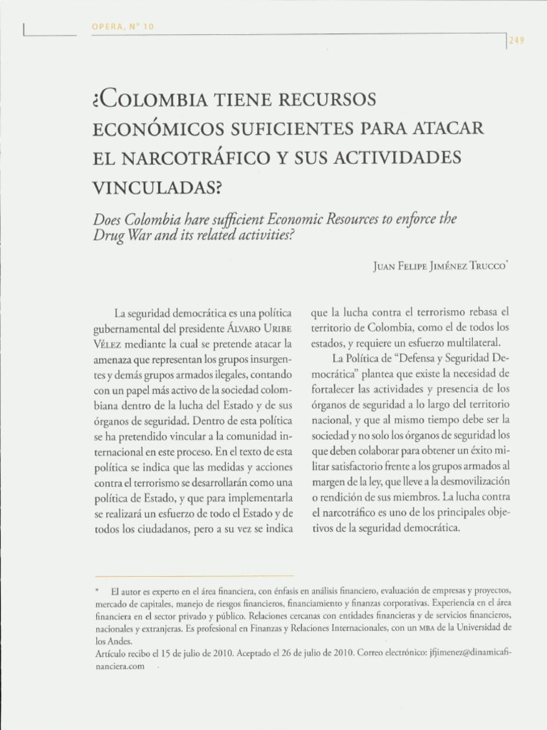 Recursos de Colombia en la lucha contra el narcotráfico | PDF | Colombia