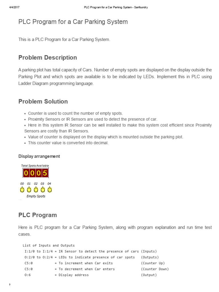 PLC Car Parking System Ladder Diagram | PDF | Binary Coded Decimal ...