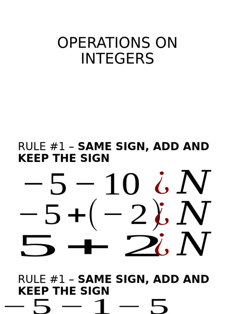 OPERATIONS ON INTEGERS | PDF