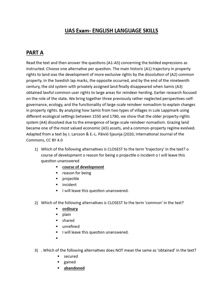 UAS Exam: English Language Skills Guide | PDF | Taste | Perception