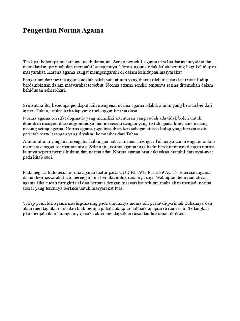 Pengertian Norma Agama PDF
