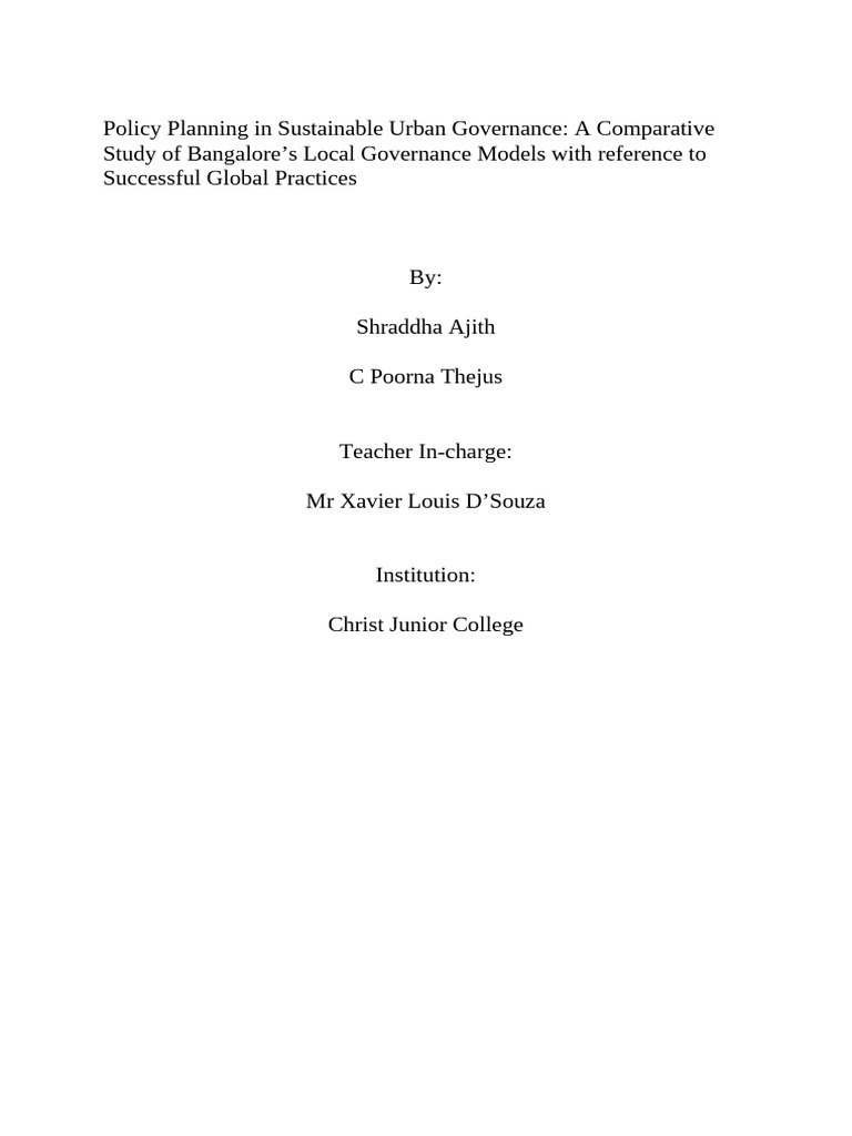 Policy Planning in Sustainable Urban Governance | PDF | Climate Change ...