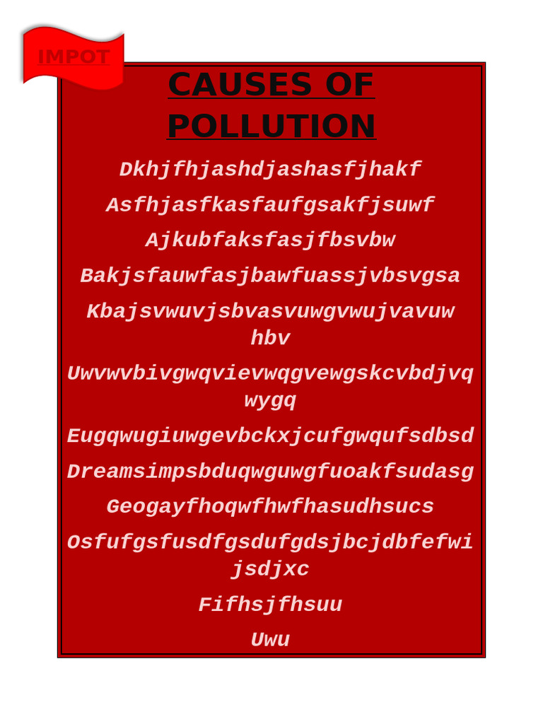 CAUSES OF POLLUTION (Example) | PDF