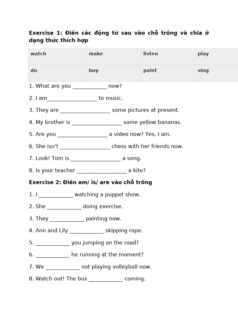 English Verb Exercises for Beginners | PDF