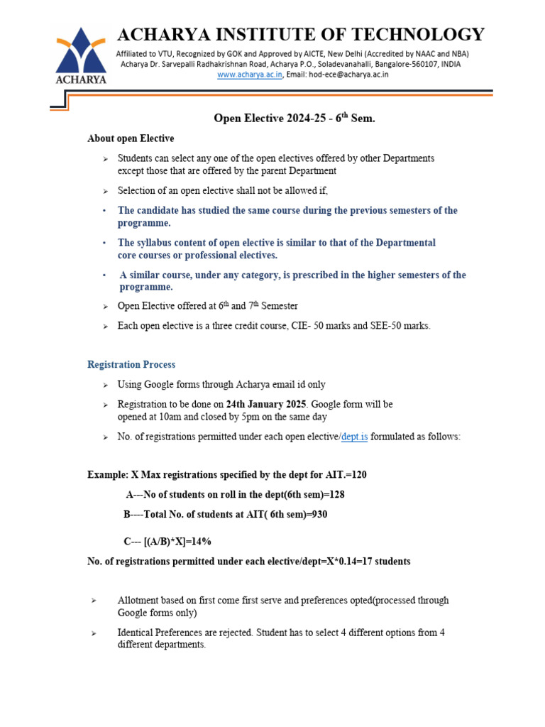 6th Sem Open Electives 2024-25 Guide | PDF | Engineering