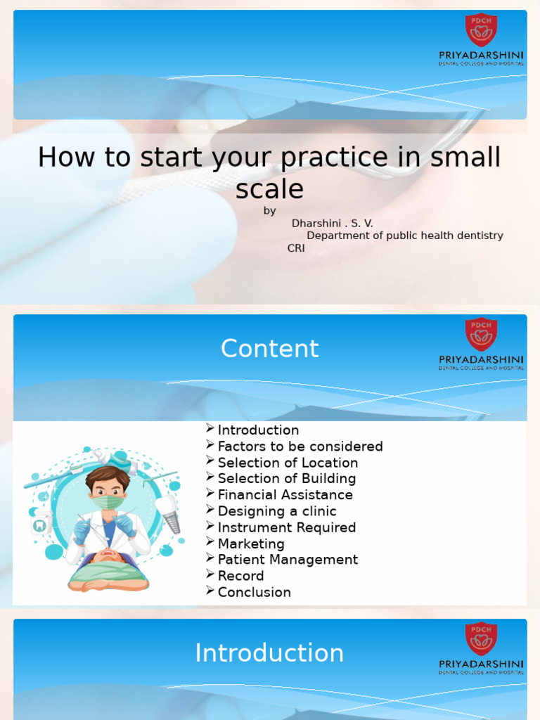 How To Start Your Practice in Small Scale | PDF | Dentistry | Patient