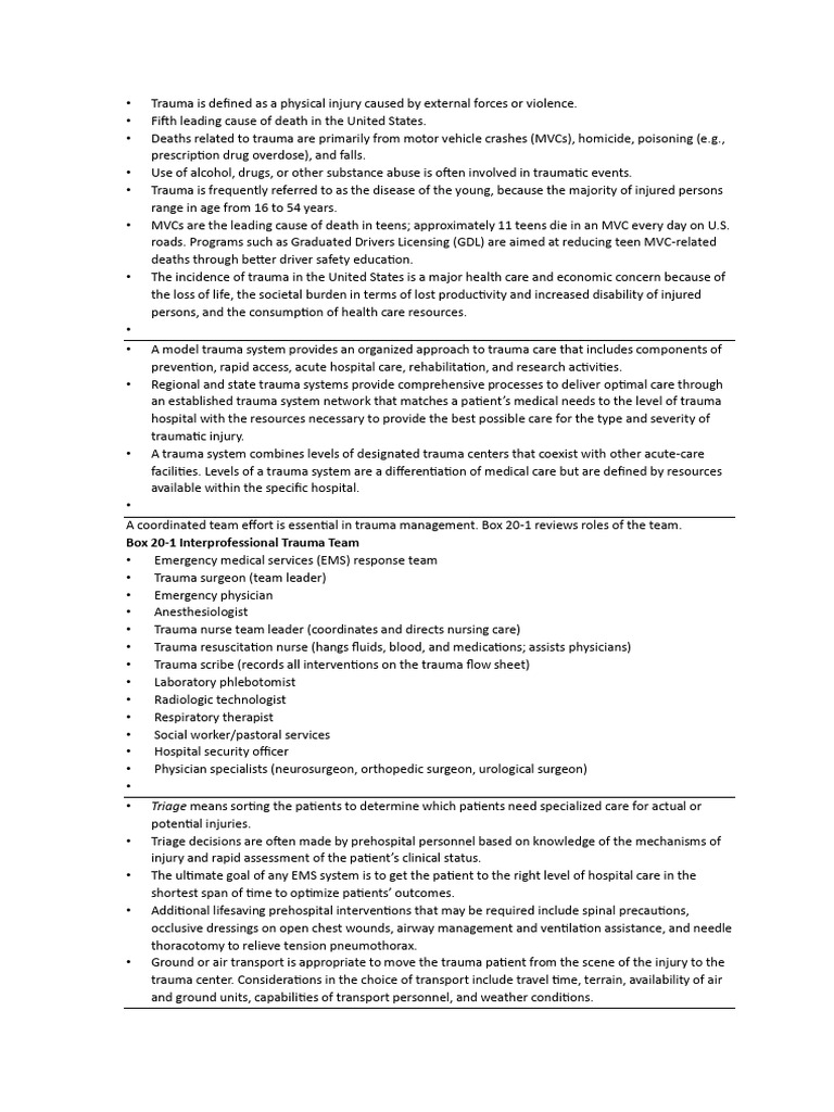 Understanding Trauma and Its Management | PDF | Major Trauma | Thorax