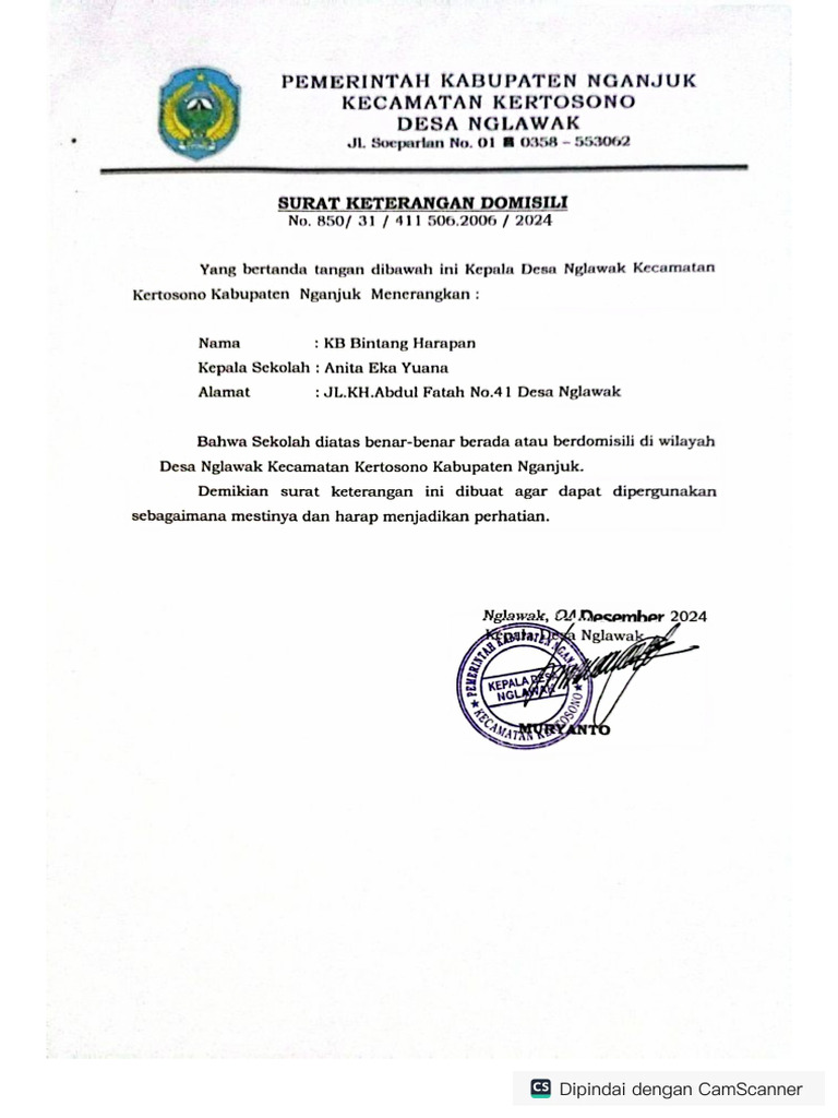 suket domisili lembaga | PDF
