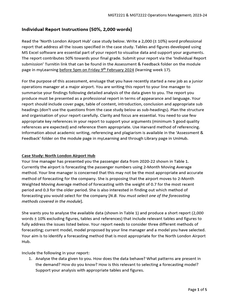 North London Airport Hub Forecasting Report | PDF | Forecasting | Turnitin