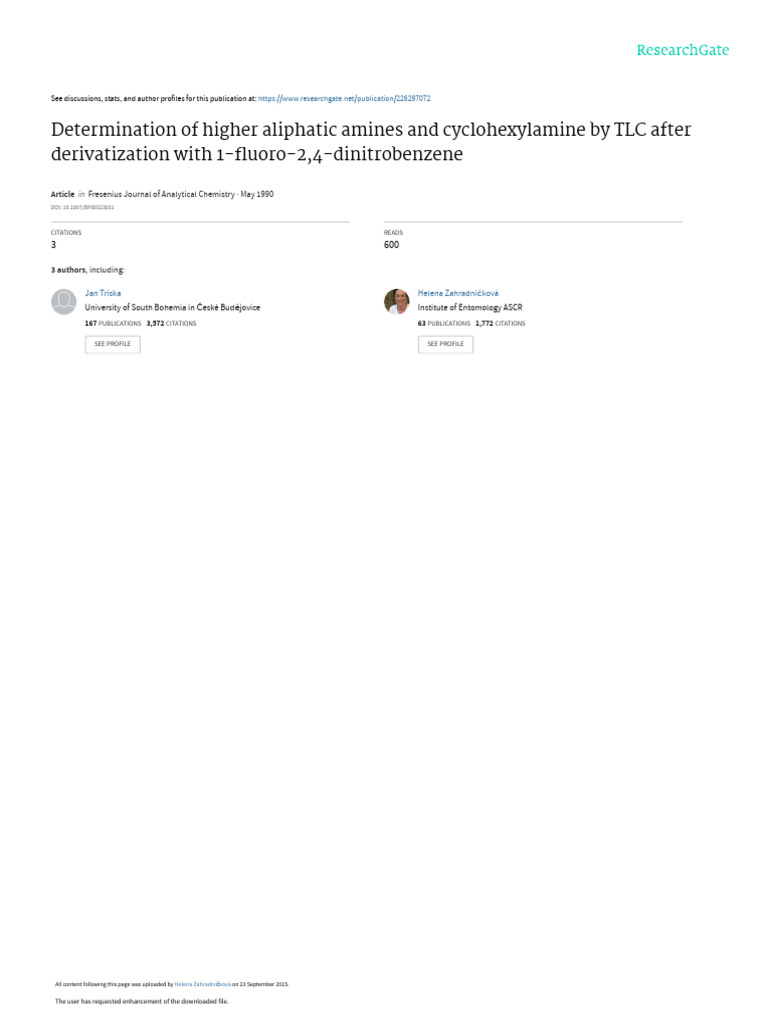 TLC Analysis of Aliphatic Amines | PDF | Thin Layer Chromatography ...