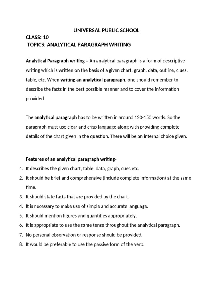 Analytical Paragraph Writing Guide | PDF | Chart | Paragraph