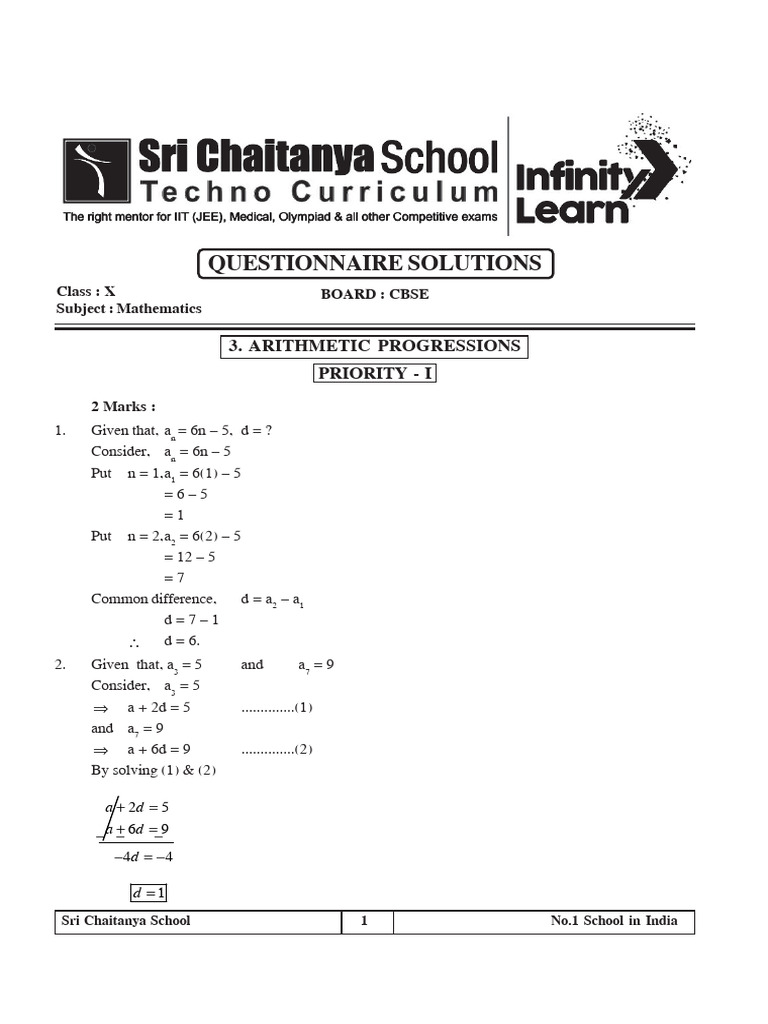 Arithmetic Progression Solutions | PDF | Mathematics