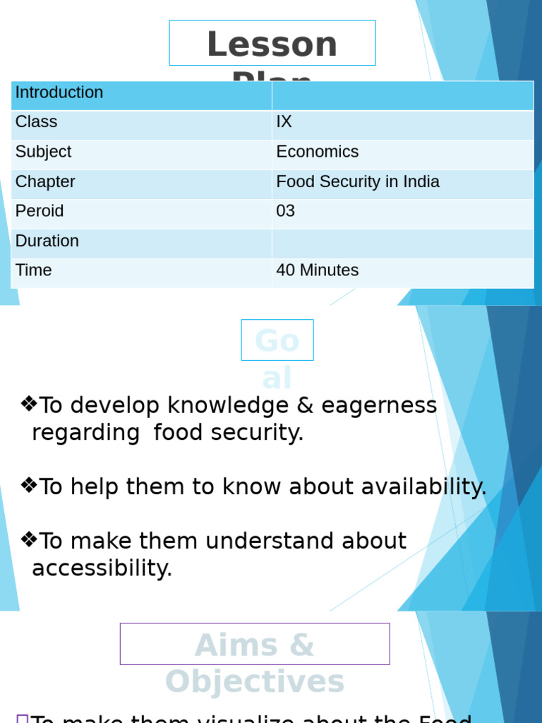 Food Security in India: Lesson Plan | PDF | Famine | Food Security