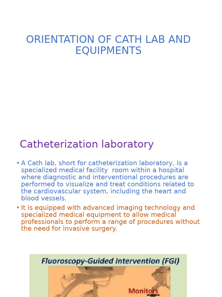 Cath Lab Equipment and Procedures Guide | PDF | Percutaneous Coronary ...