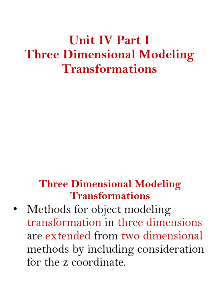 Chapter IV 3D Transformations | PDF | Cartesian Coordinate System ...