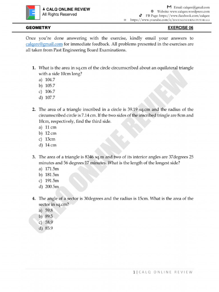 CALQ MATH Exercise 06 | PDF
