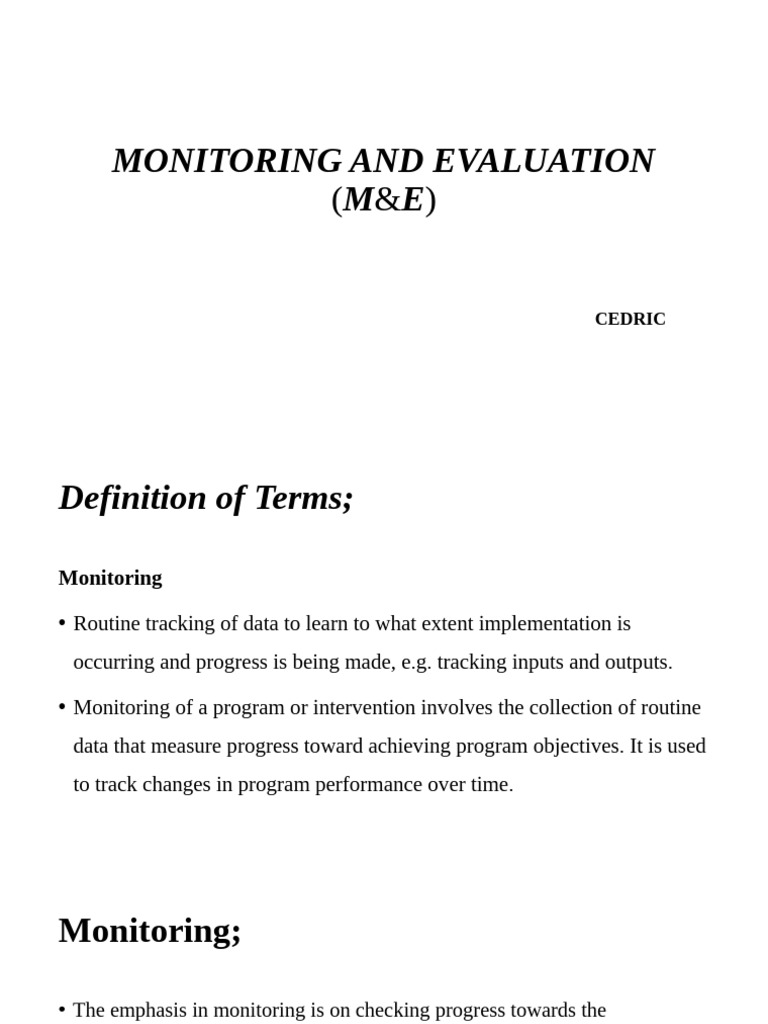 Monitoring and Evaluation | PDF | Evaluation | Performance Indicator