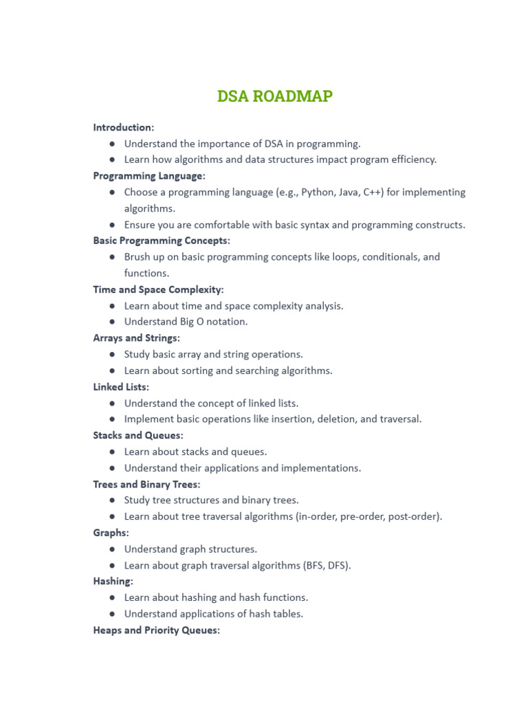DSA Skill Complete RoadMap | PDF | Algorithms And Data Structures ...