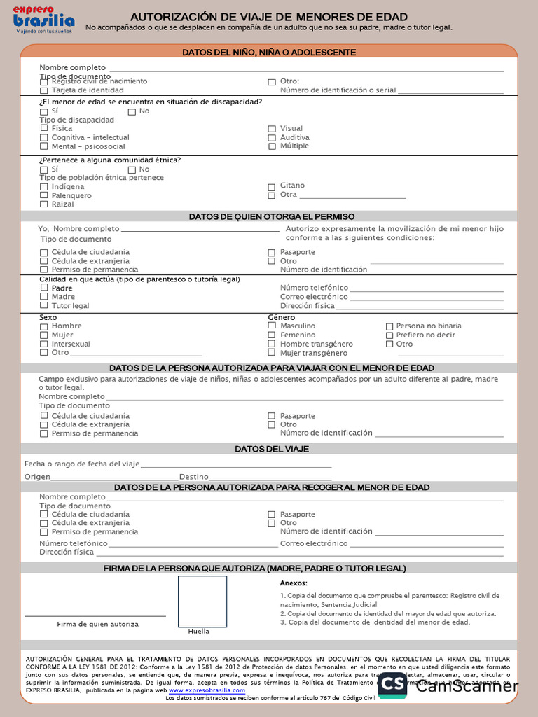 Autorización de Viaje para Menores | PDF