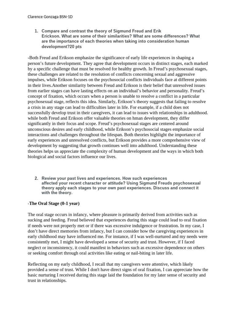 Freud vs. Erikson: Theories of Development | PDF | Human Development ...