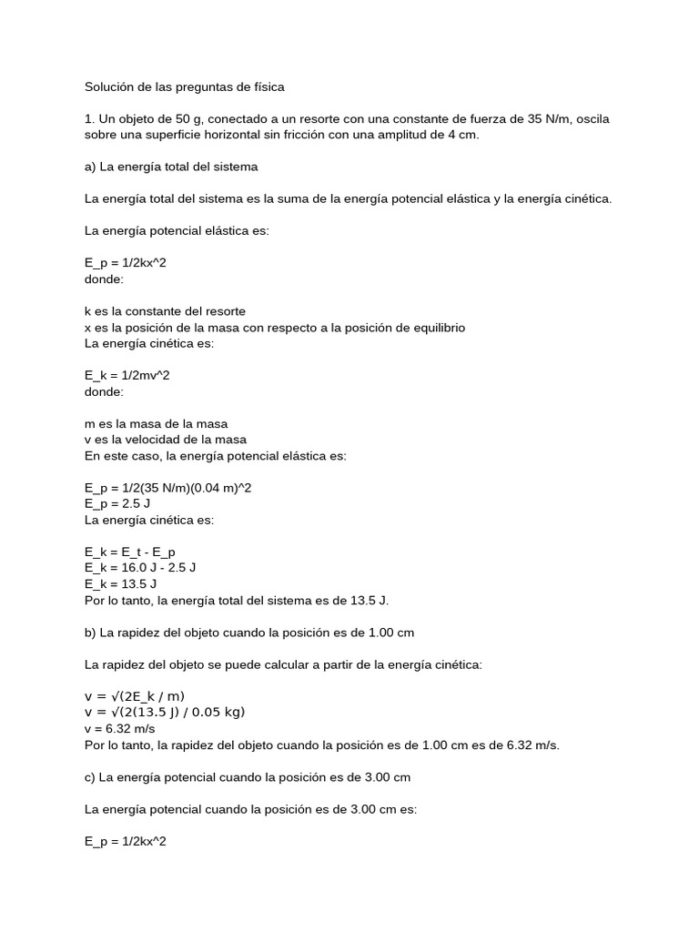 Energía y movimiento en sistemas oscilatorios | PDF | Péndulo | Frecuencia