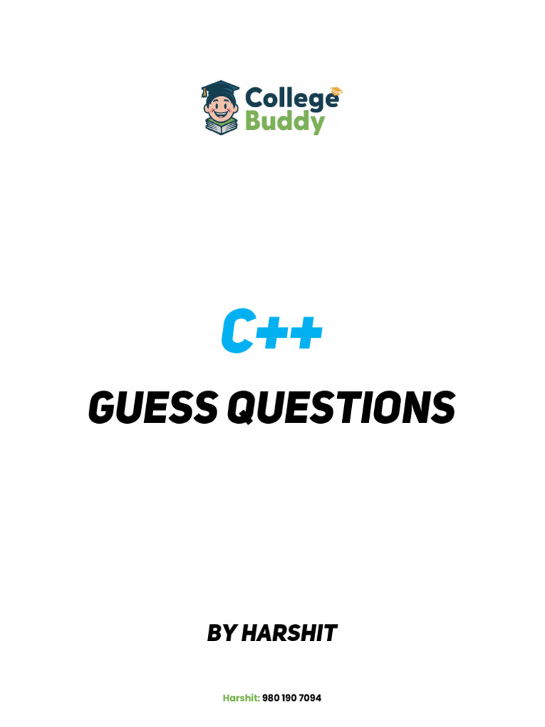 C++ Model Question Paper 2025 | PDF