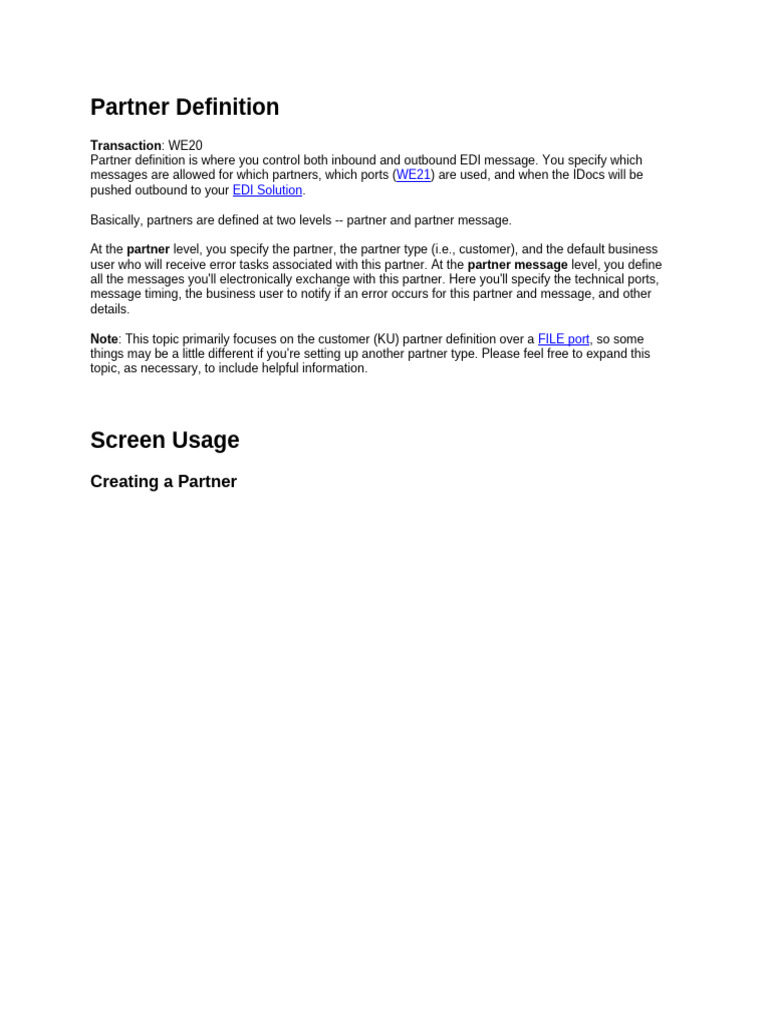 EDI Partner Definition Guide | PDF | Electronic Data Interchange ...