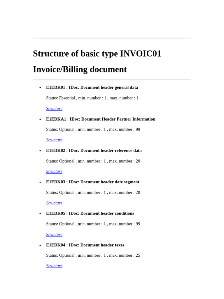 INVOIC01 Structure Overview | PDF | Economies | Business