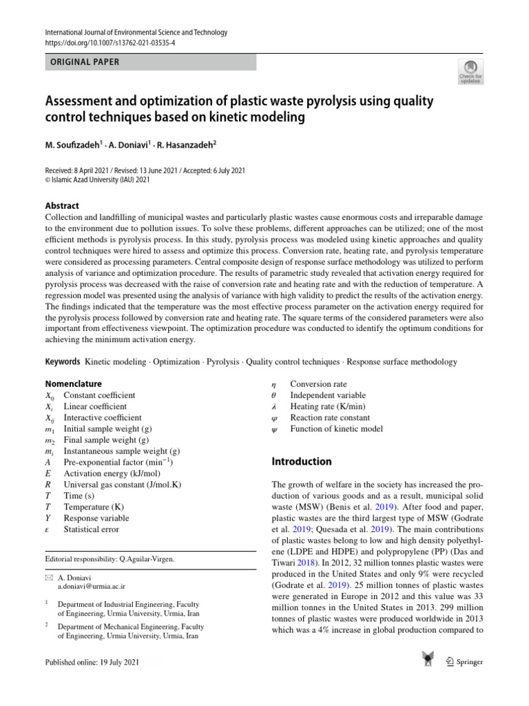 Optimizing Plastic Waste Pyrolysis Process | PDF | Pyrolysis ...