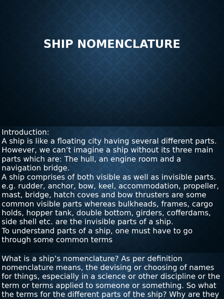 Ship Nomenclature 2 | PDF | Hull (Watercraft) | Ships