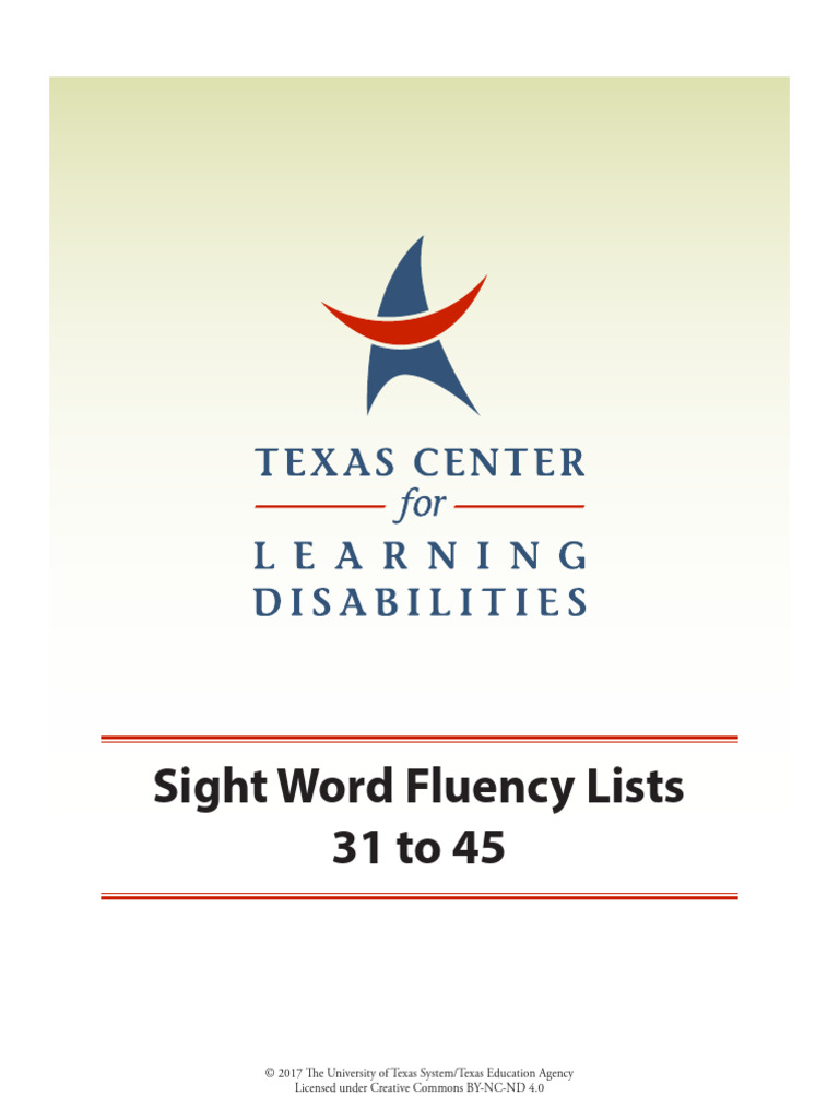 Sight Word Lists 31to45 | PDF